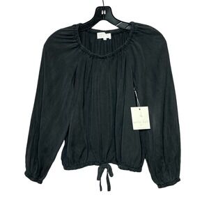 Bella Dahl Girls Shirred Bubble Top Mock Tie Long Sleeve Shirt Size 10 New